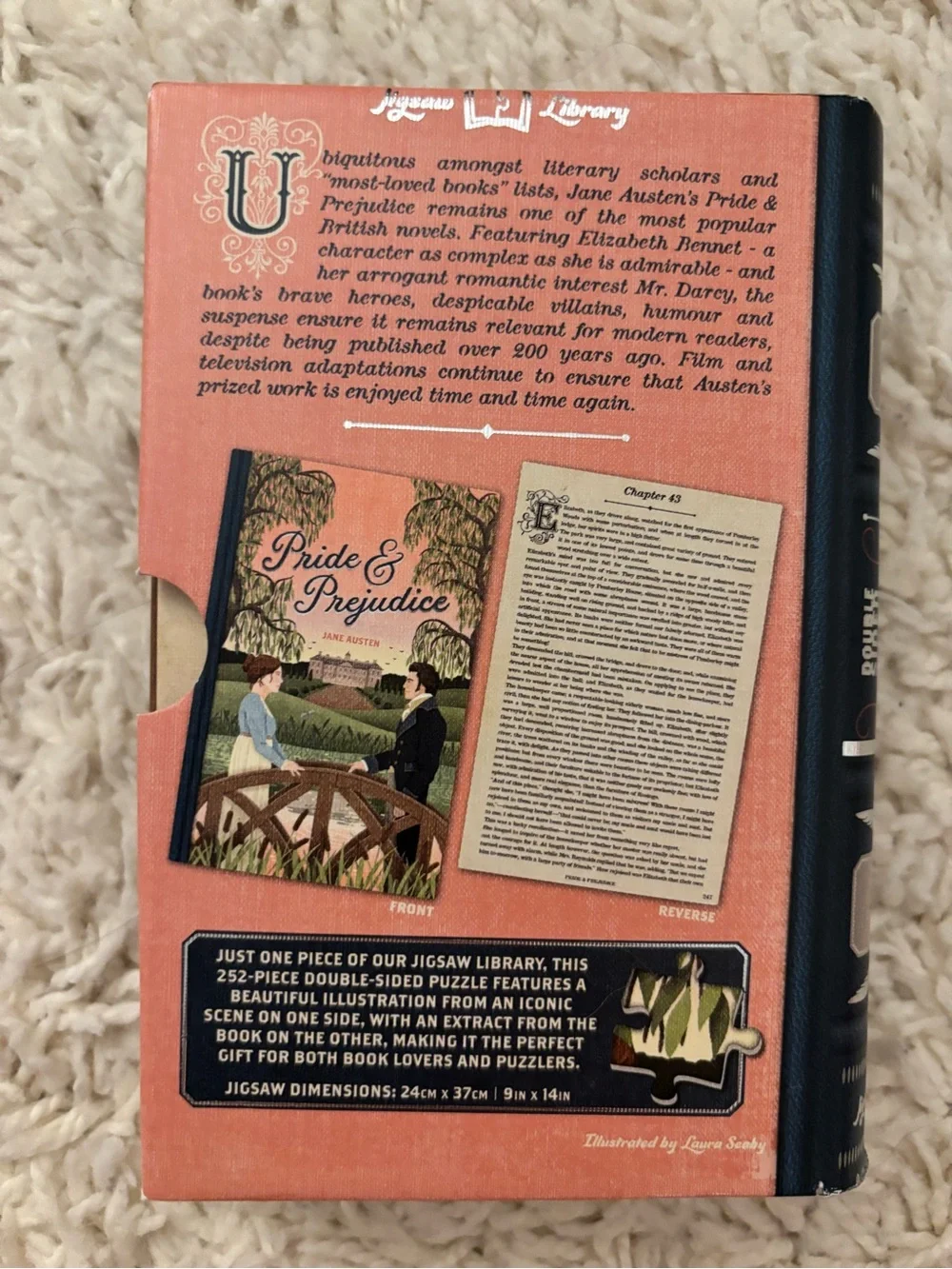 Professor Puzzle Pride & Prejudice Jane Austen 252-Piece Puzzle - Pink & Green